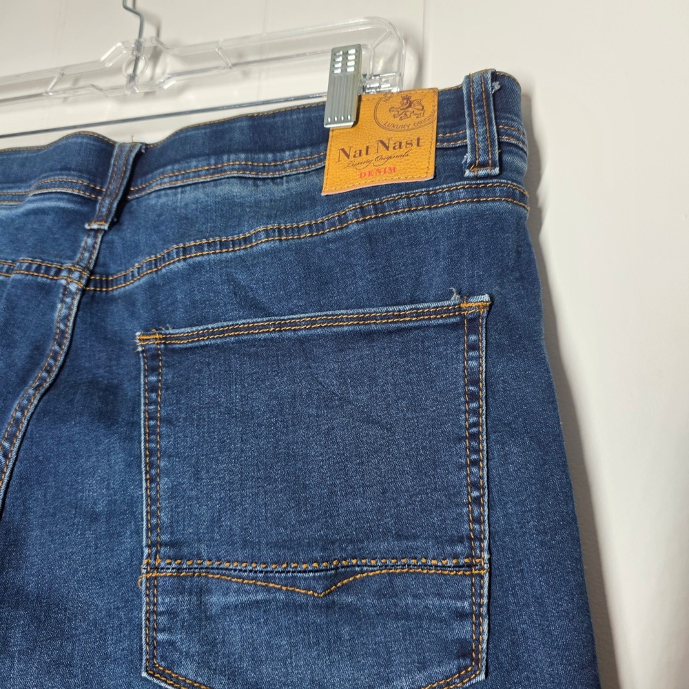 Nat Nast Mens Straight Leg Stretch Denim Jeans Dark Wash Blue W36 L30 - Picture 12 of 12